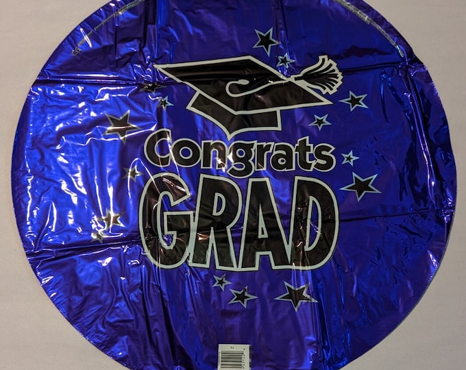 Blue Round Graduation Balloon - Grad Party Supplies