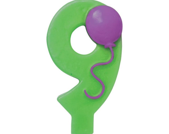 Number 9 Birthday party Candle w/Balloon