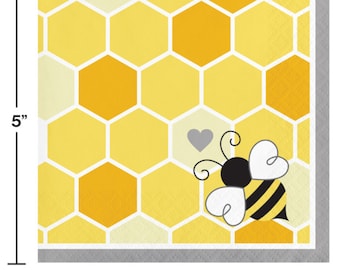 Bumblebee Baby Beverage Napkins (16) - Bee Themed Birthday & Baby Shower Party Supplies