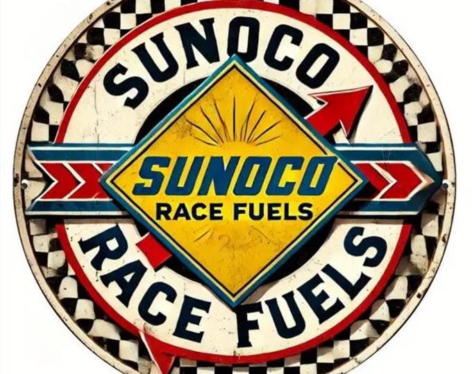 Sunoco Race Fuels Round Metal Sign - 8x8 Inch