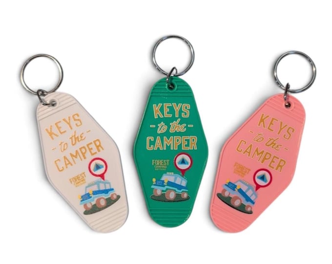 Vintage Style Camper Keychain - Retro Motel Key Tag