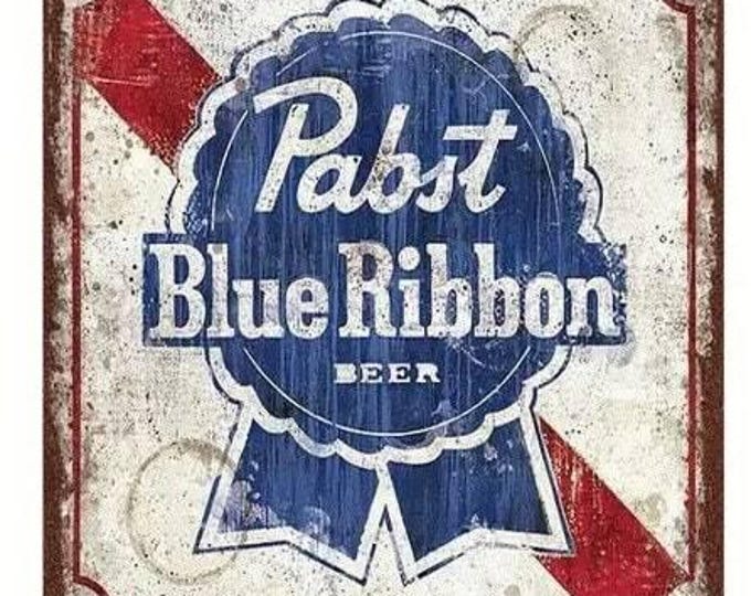 Pbr pabst blue ribbon beer retro tin sign - 8x12 inch