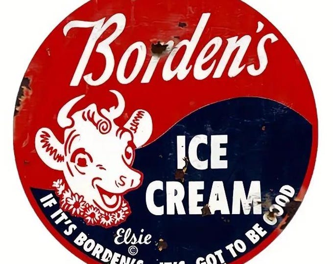 Borden's Ice Cream Round Wooden Sign - 8x8 Inch