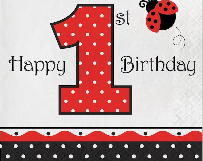 Ladybug Fancy 1st Birthday Lunch Napkins (16)