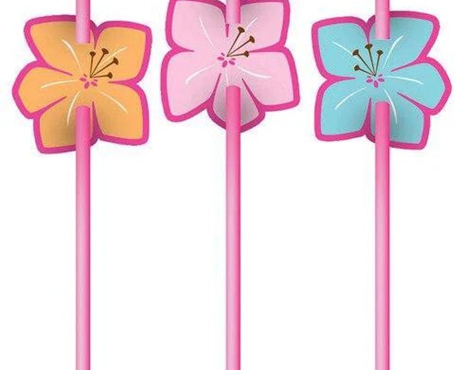 Pink Luau Fun Straws (6)