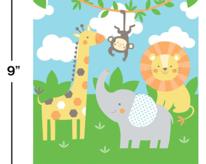 Jungle Animals Favor Bags (8) - Giraffe Monkey Lion Elephant Party Supplies
