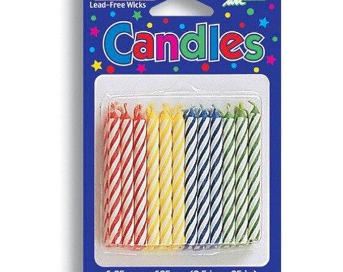 Assorted Primary Color Birthday Party Candles (24)
