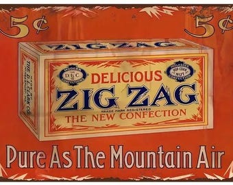ZIG ZAG Candy Metal Sign - 8x12 Inch