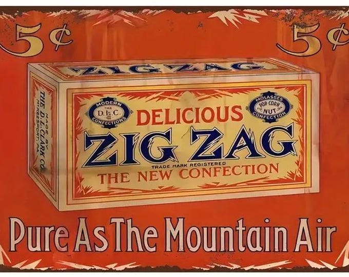ZIG ZAG Candy Retro Style Metal Sign - 8x12 Inch