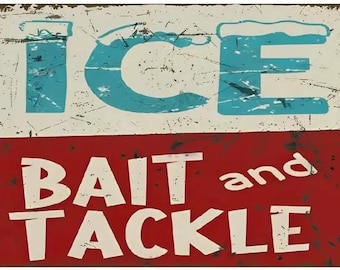 Ice Bait and Tackle Metal Sign - 8x12 Inch