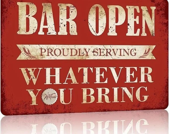 Retro bar open wood sign - vintage style, 6x8 inch