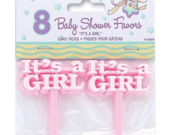 It's a Girl Pink Cupcake Picks (8)