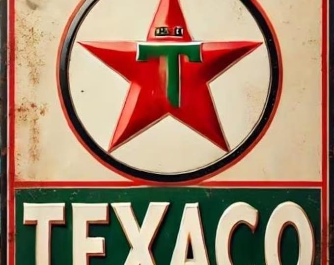 Vintage Style Texaco 2D Metal Sign - 8x12 Inch