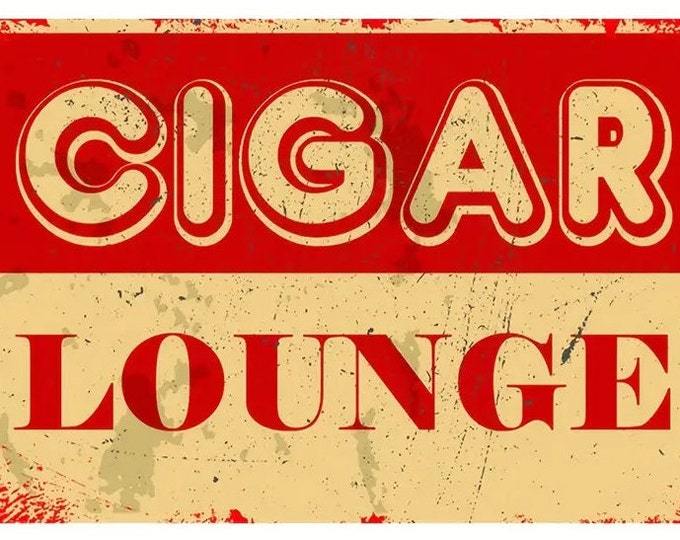 Cigar Lounge Vintage Look Retro Metal Sign - 8x12 Inch