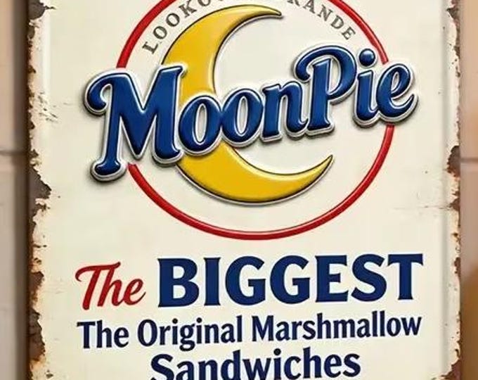 Moon pie 5 cents vintage style metal sign - 8x12 retro advertisement wall plaque for game room, garage, or cafe