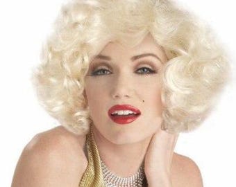 Marilyn Monroe Platinum Wig - 1950s Blonde Movie Star Glam Halloween Costume Wig