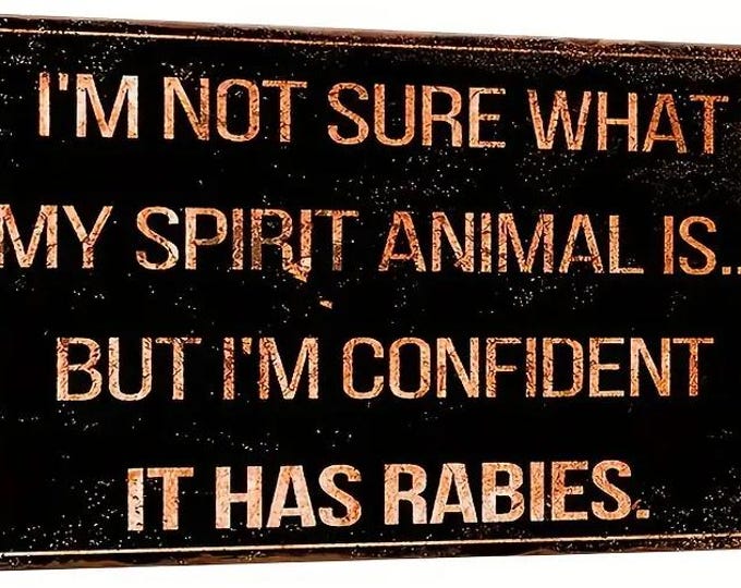 I'm Not Sure What My Soul Animal Is... But I'm Confident It Has Rabies Metal Sign - 8x12 Inch