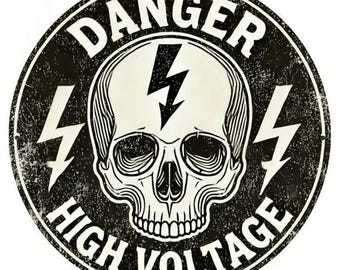 Danger High Voltage Round Metal Sign - 8x8 Inch