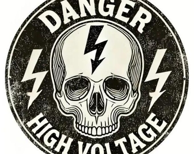 Danger High Voltage Round Metal Sign - 8x8 Inch