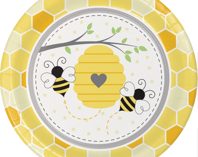 Bumblebee Baby Dinner Plates (8) - Bee Themed Birthday & Baby Shower Party Supplies