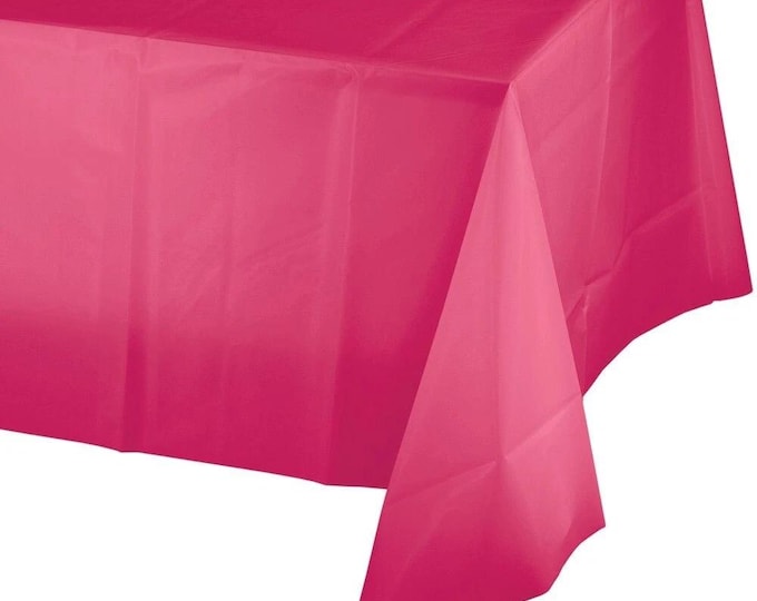 Hot Pink Plastic Table Cover
