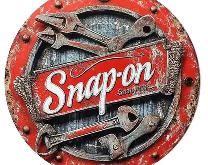 Snap-On Vintage Style Metal Sign - 8x8 Inch