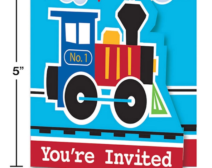 All Aboard Train Party Invitations (8) - Birthday Party Supplies