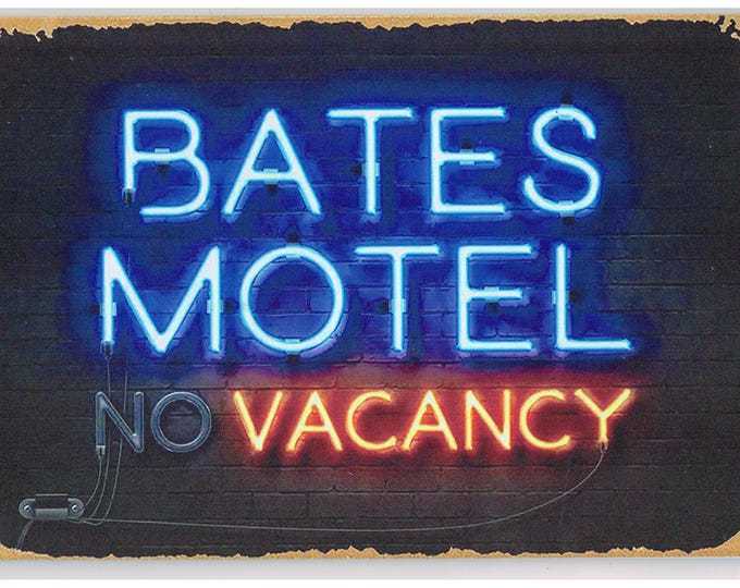 Bates Motel Neon Lights Style Retro Vintage Metal Sign - 8x12 Inch