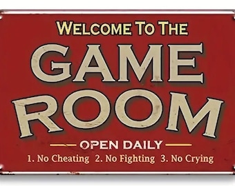 Welcome to the Game Room Metal Sign - 8x12 Inch