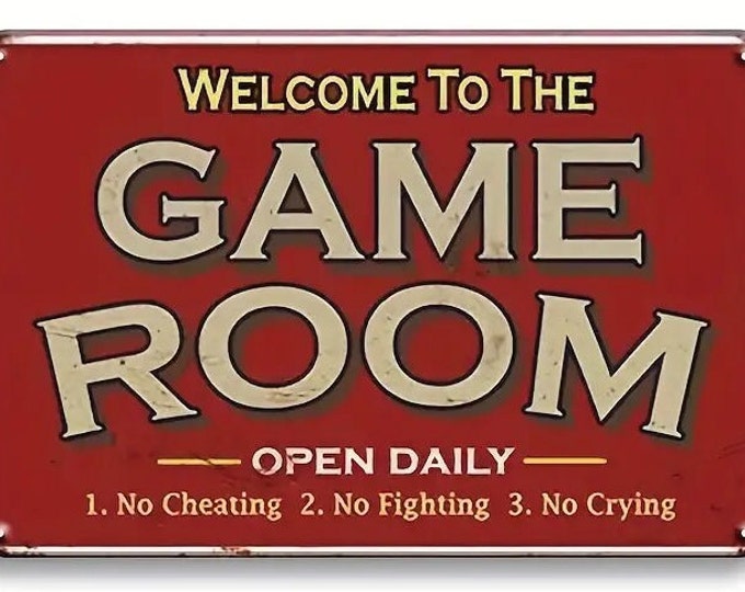 Welcome to the Game Room Metal Sign - 8x12 Inch