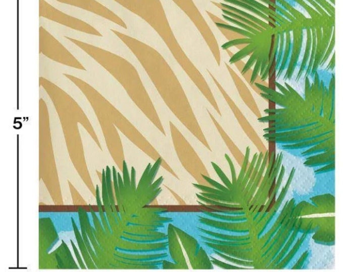 Safari Adventures Beverage Napkins (16) - Jungle Birthday Party Supplies