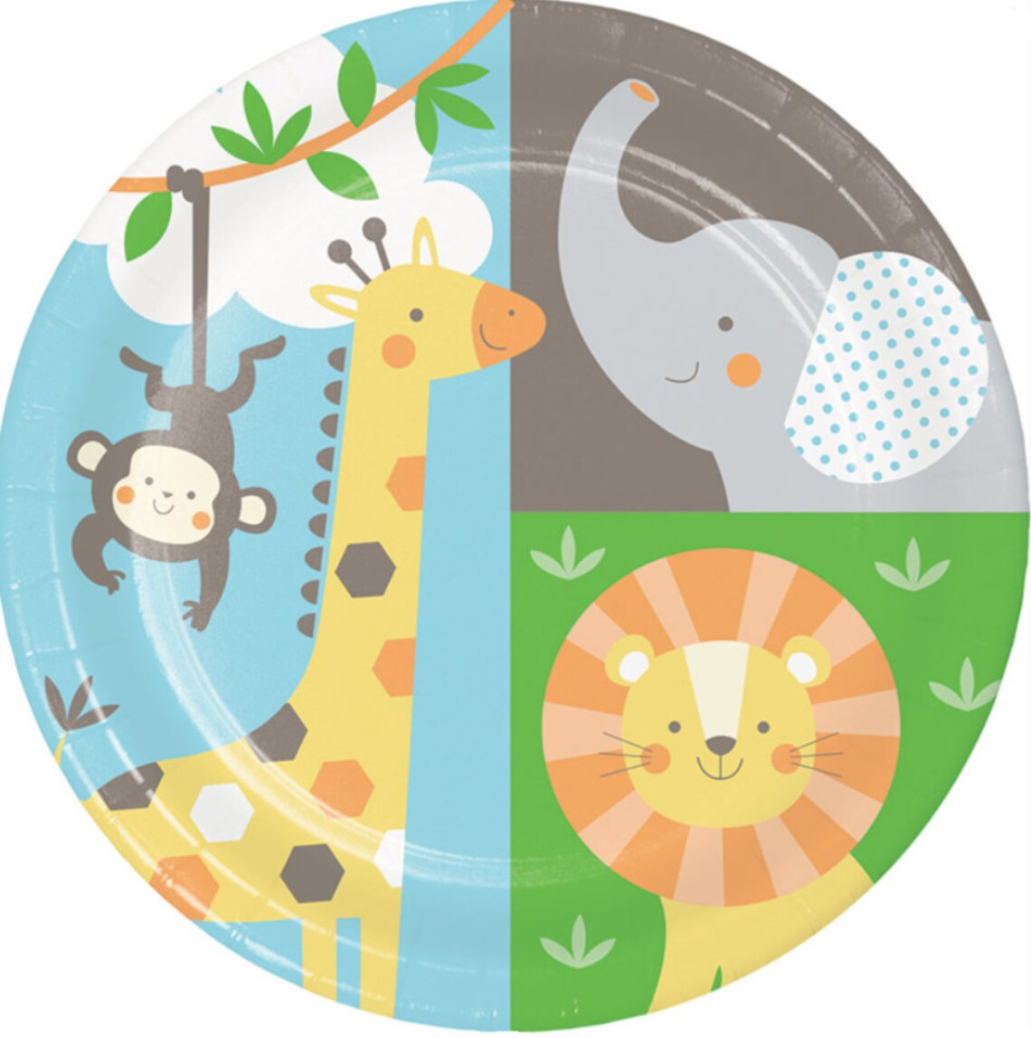 Jungle Animals Dessert Plates 8 Giraffe Monkey Lion Etsy