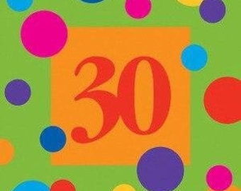 Birthday Dots Age 30 Beverage Napkins (16)