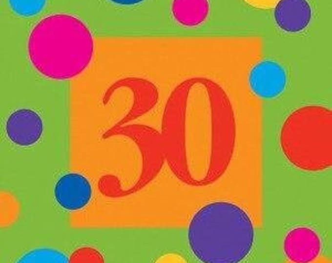 Birthday Dots Age 30 Beverage Napkins (16)