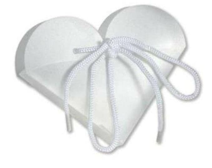 White Frosted Heart Take Out Boxes (10) - Ideal for Wedding or Baby Shower Party Favors