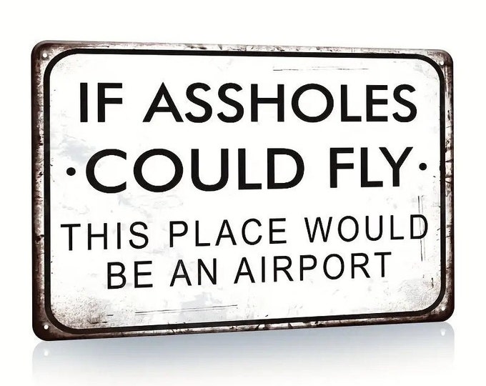 If Assholes Could Fly This Place Would Be an Airport - Reproduction Retro Vintage Metal Sign - 8x12 Inch