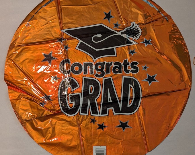 Orange Round Graduation Balloon - Grad Party Supplies
