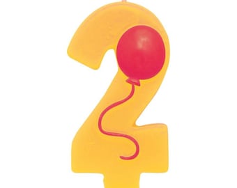 Number 2 Birthday Party Candle w/Balloon