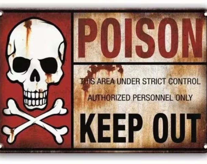 Vintage Poison Keep Out Metal Sign, Retro Warning Danger Tin Sign, Skull Crossbones Garage Decor, Halloween Sign - 8x12