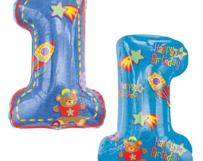 Hugs & Stitches 1st Birthday BOY Balloon