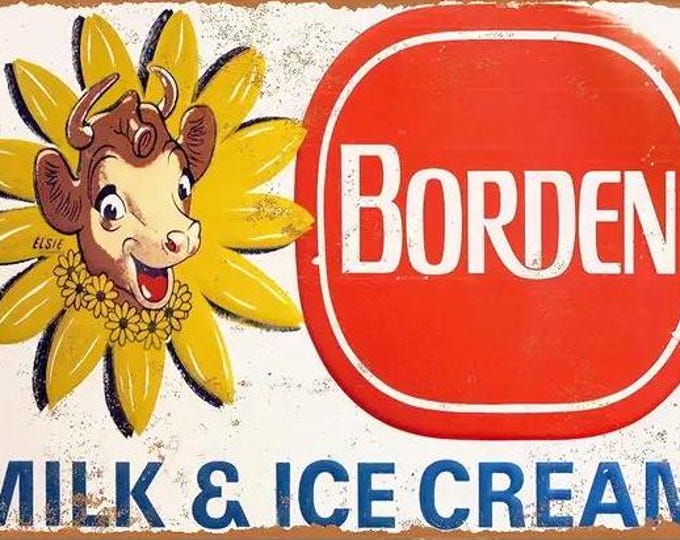Borden Milk and Ice Cream Metal Sign - 8x12 Inch