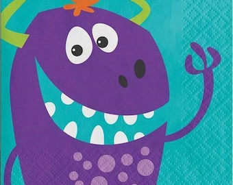 Fun Monsters Beverage Napkins (16) - Birthday Party Supplies