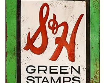 S&h green stamps - retro vintage tin sign - 8x12 inch