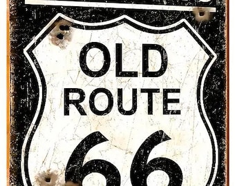 Historic Old Route 66 Metal Sign - 8x12 Inch