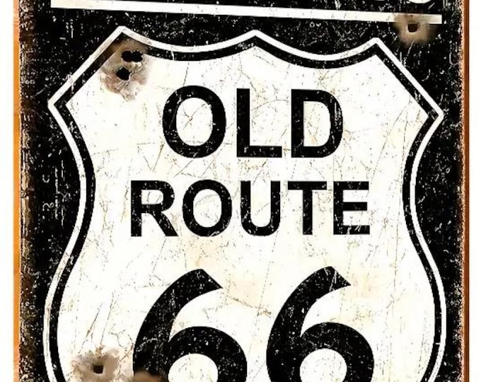 Historic Old Route 66 Vintage Look Retro Metal Sign - 8x12 Inch