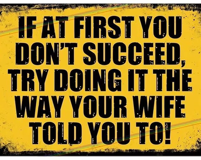 If At First You Don't Succeed Funny Metal Tin Sign - 8x12 Retro Wall Decor for Garage, Bar, Workshop & Man Cave