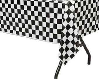 Checkered Flag Table Cover - NASCAR Racing Birthday Party Supplies