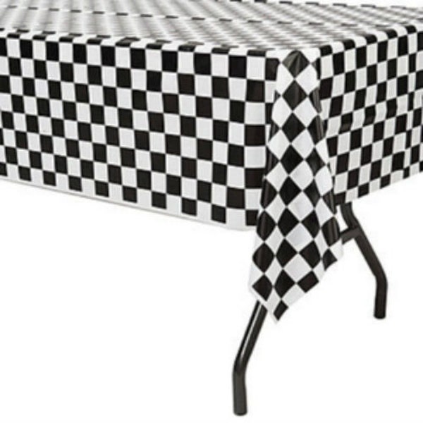 Checkered Flag Table Cover - NASCAR Racing Birthday Party Supplies