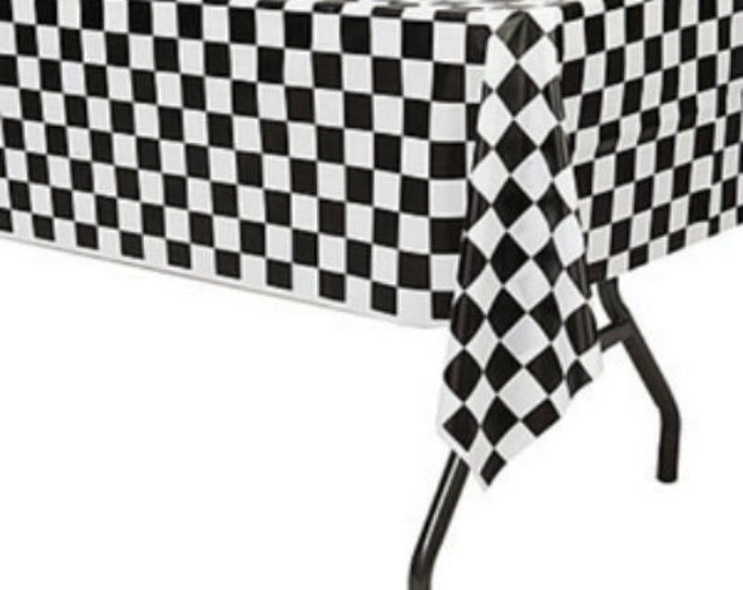 Checkered Flag Table Cover - NASCAR Racing Birthday Party Supplies