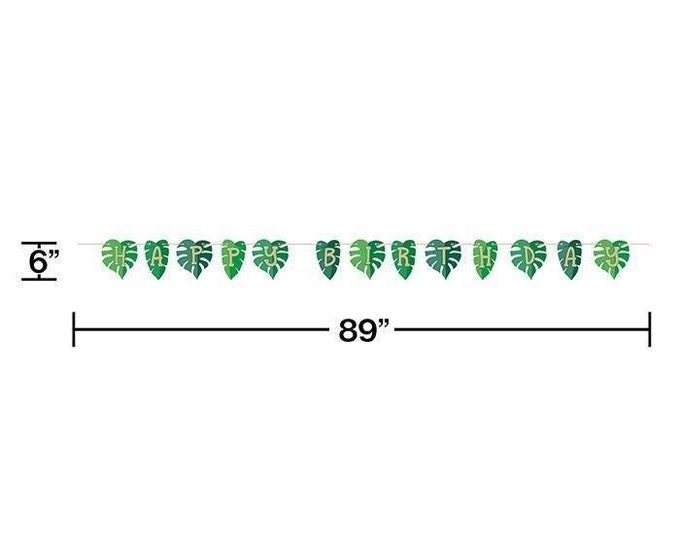 Jungle Leaf Happy Birthday Banner